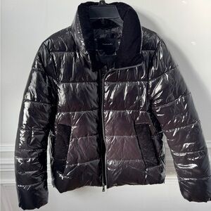 Tahari Black Puffer Shiny Lindsay Coat Jacket